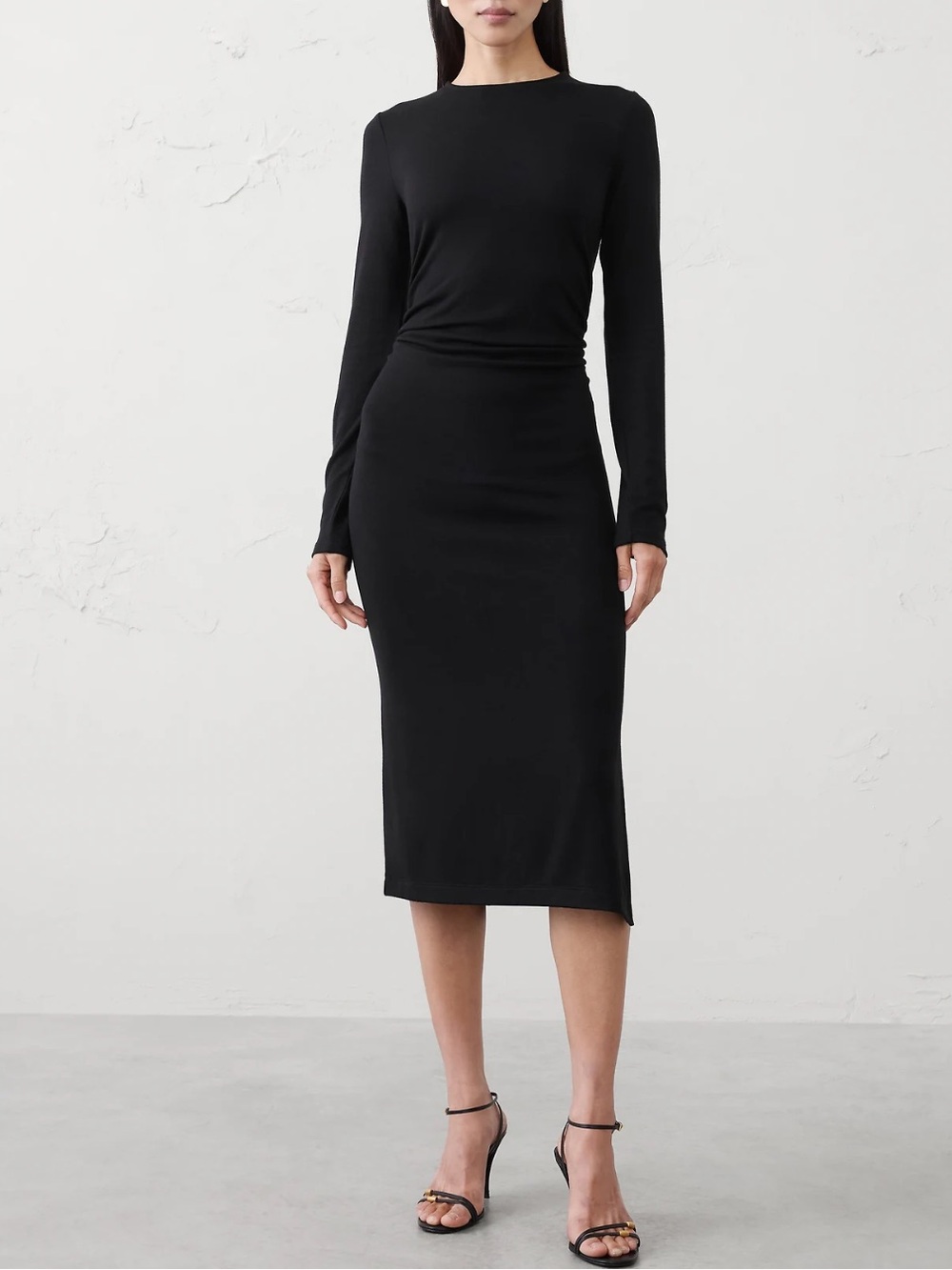 NWT Banana Republic Black Long-Sleeve Midi Dress Size Small